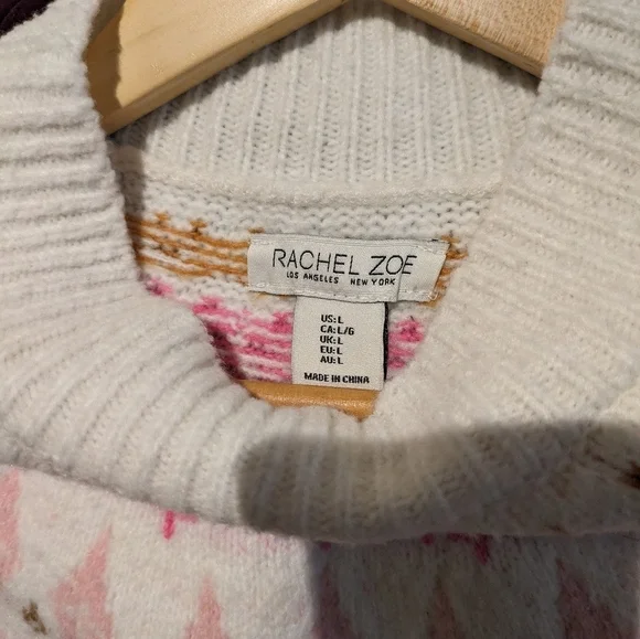 Rachel Zoe top blouse sweater pullover knit size L color beige pink - Picture 6 of 9